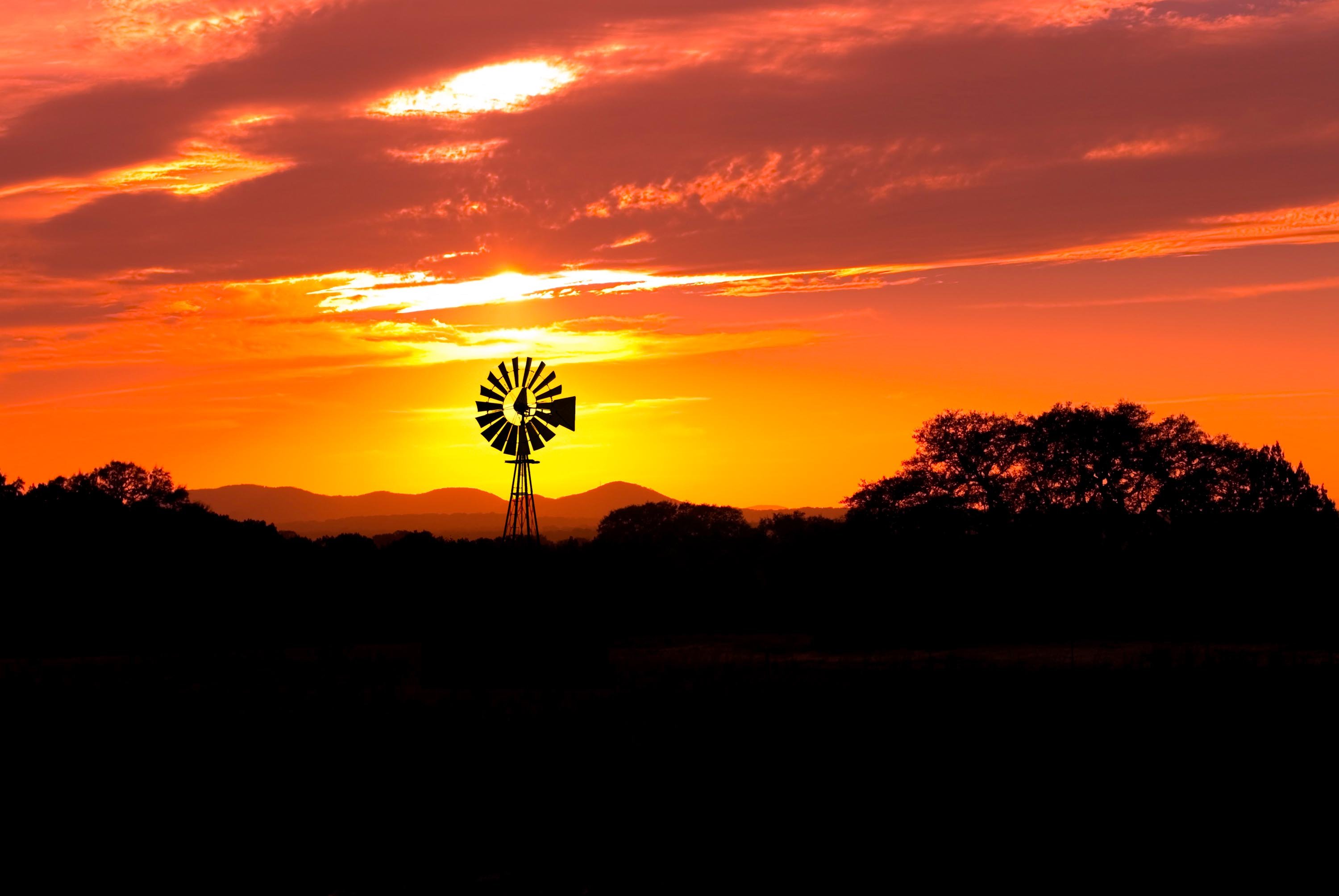 windmill-sunset